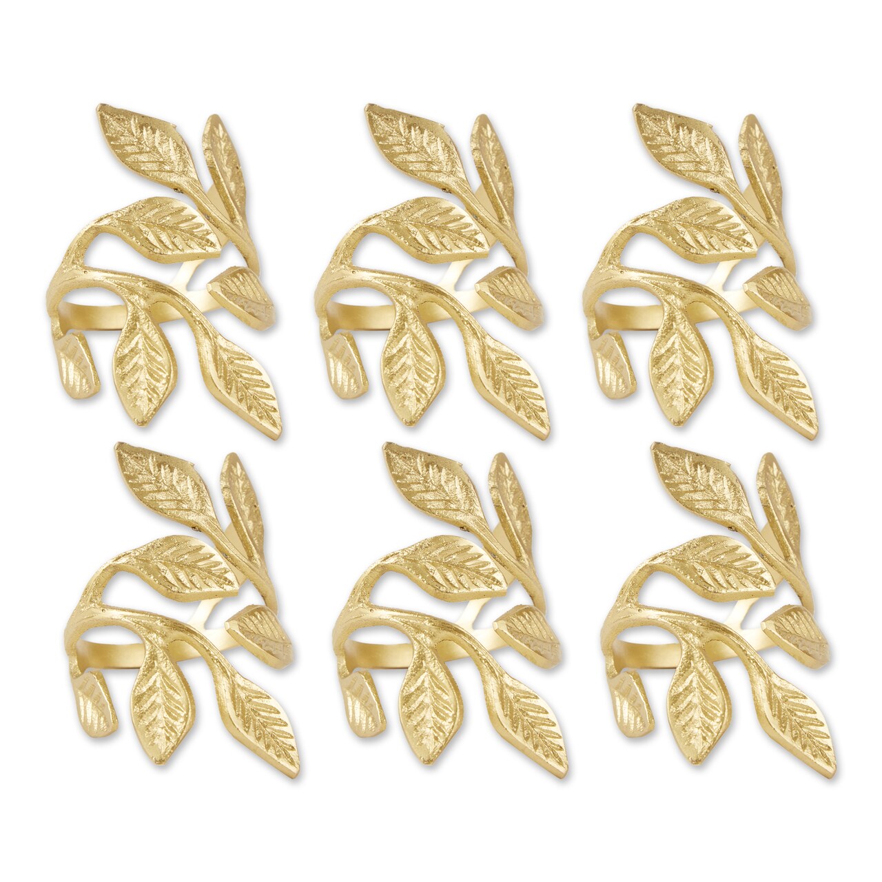 Contemporary Home Living Vine Napkin Rings - 2.25" - Gold - Set of 6